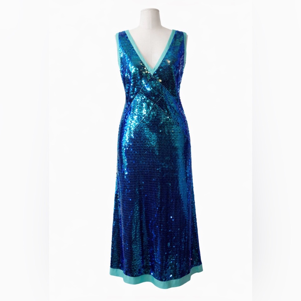 Marc by Marc Jacobs Teal Sequin Cocktail Dress – Silk Lined Style M4002227